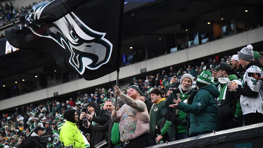 Eagles fan waves the flag