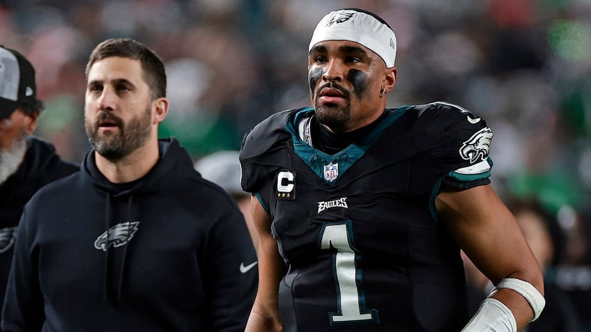 Eagles quarterback Jalen Hurts and Nick Sirianni