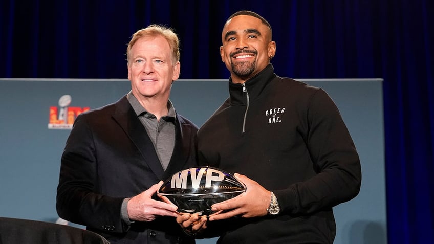 Jalen Hurts and Roger Goodell