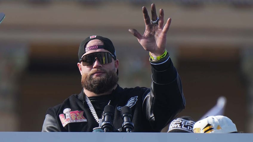 Lane Johnson at Super Bowl parade