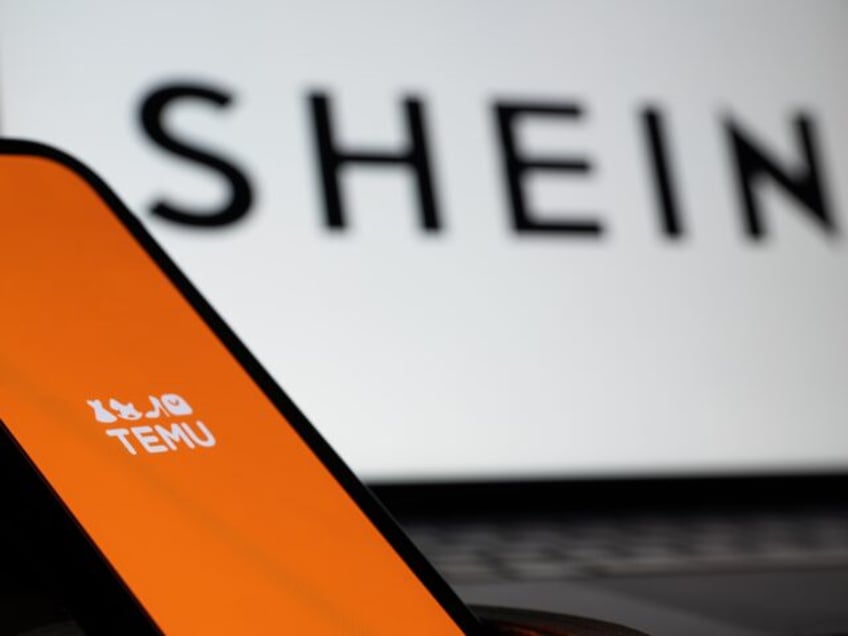 LONDON, ENGLAND - FEBRUARY 20: In this photo illustration, the Temu and Shein logos are di