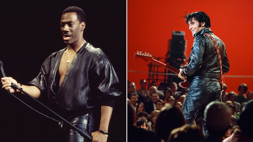 Side by side photos of Eddie Murphy and Elvis Presley