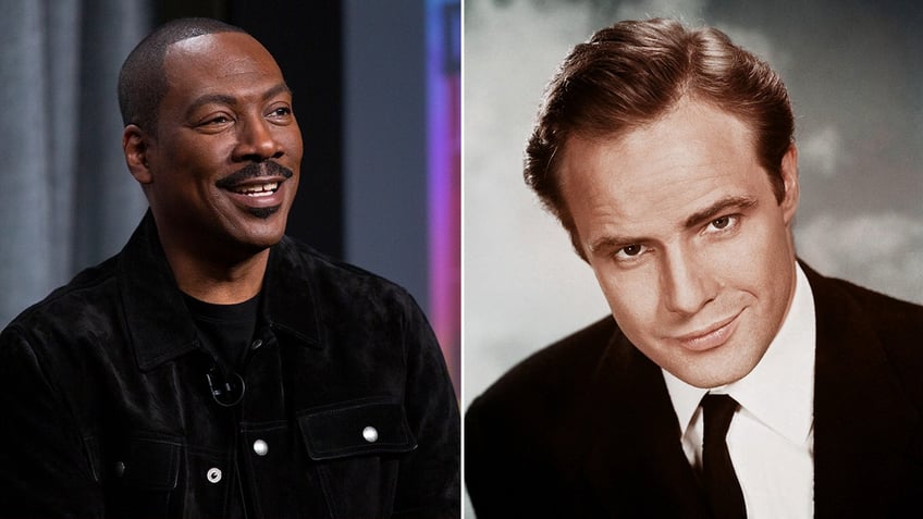 Side by side photos of Eddie Murphy and Marlon Brando