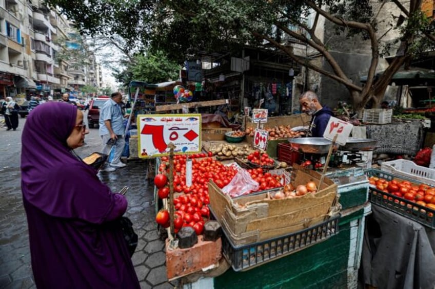 A roadside vegetable market in Cairo -- as Egypt implements IMF economic reforms, middle c