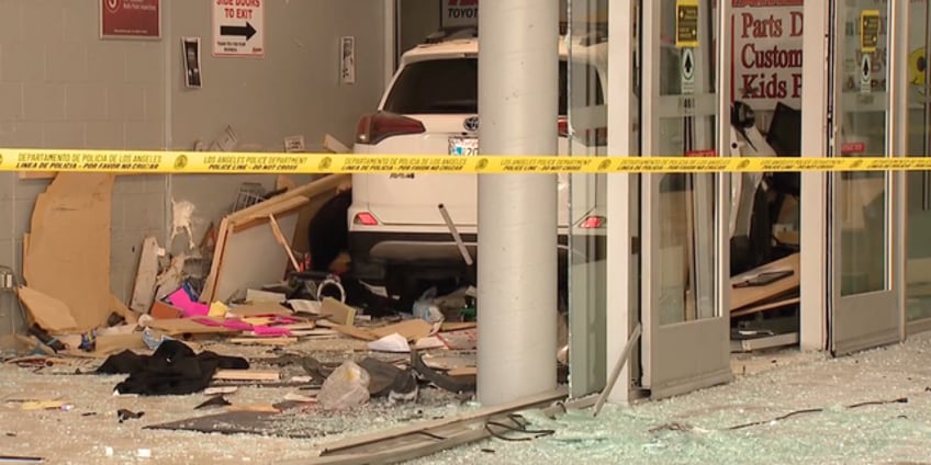 elderly driver plows into los angeles car dealership dragging customer 20 feet to her death