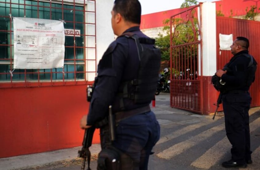 Mexican security forces visit polling station sites in the western state of Michoacan