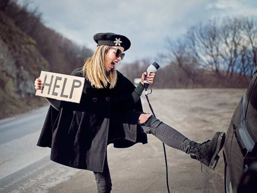 woman with EV breakdown