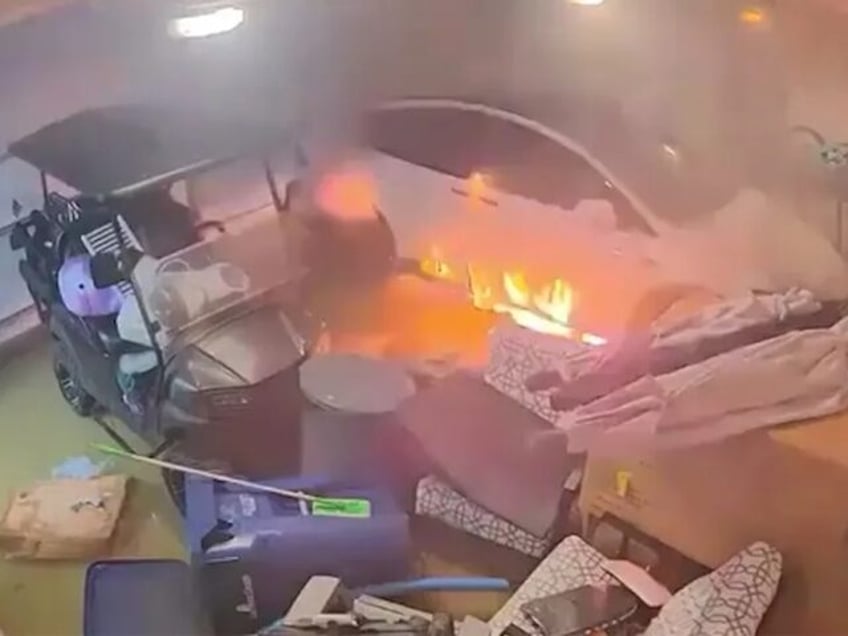 tesla fire after Hurricane Helene