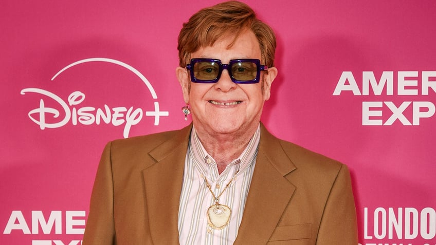 Elton John at the premiere of "Elton John: Never Too Late" at the London Film Festival.