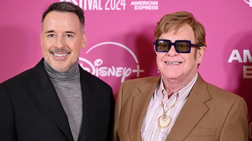 Elton John and David Furnish at the London Film Festival premiere of his documentary.