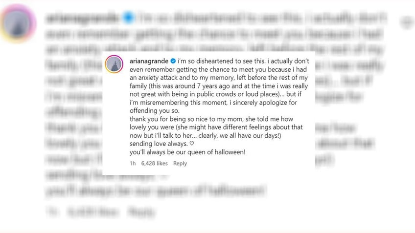 Ariana Grande left a comment on Cassandra Peterson's Instagram post