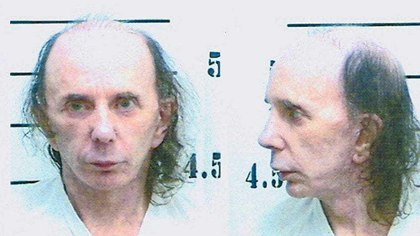 A side-by-side mugshot of Phil Spector