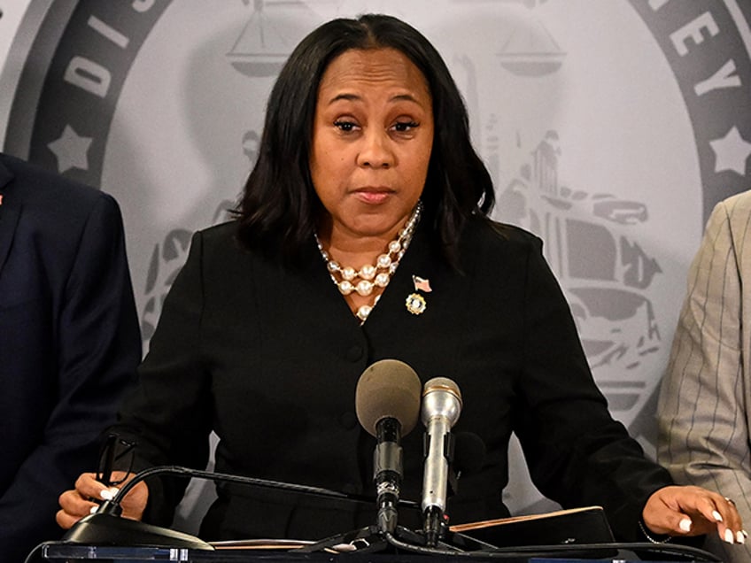 Fulton County District Attorney Fani Willis speaks during a news conference at the Fulton County Government building on Wednesday, August 14, 2023 in Atlanta, Georgia. Willis spoke about the 13 charges former President Donald Trump received after a Georgia grand jury indicted him on charges for interfering with Georgia's election results in 2020. (Photo by Joshua Lott/The Washington Post via Getty Images)