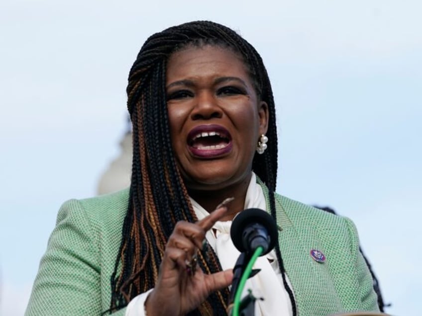 FILE - Rep. Cori Bush, D-Mo., speaks during a news conference, Dec. 8, 2022, on Capitol Hi