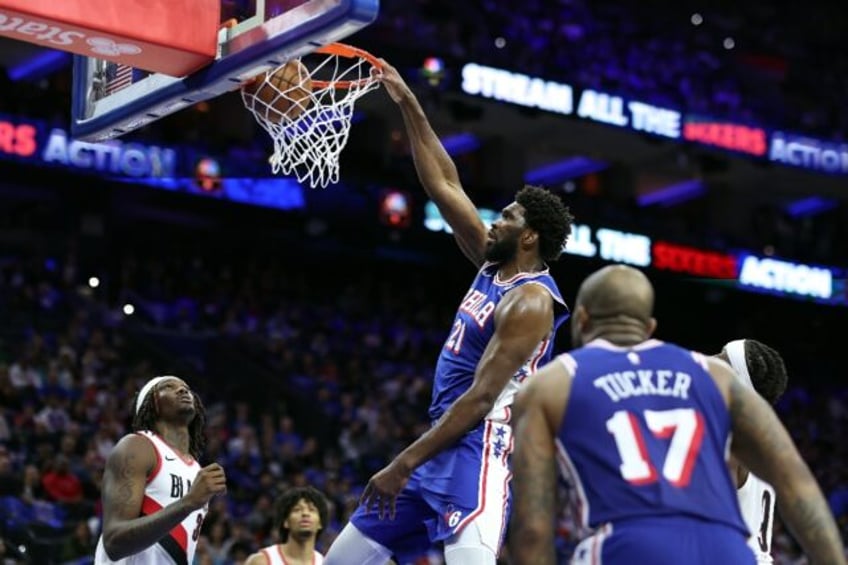 embiid scores 35 in dominant effort as nba 76ers beat portland