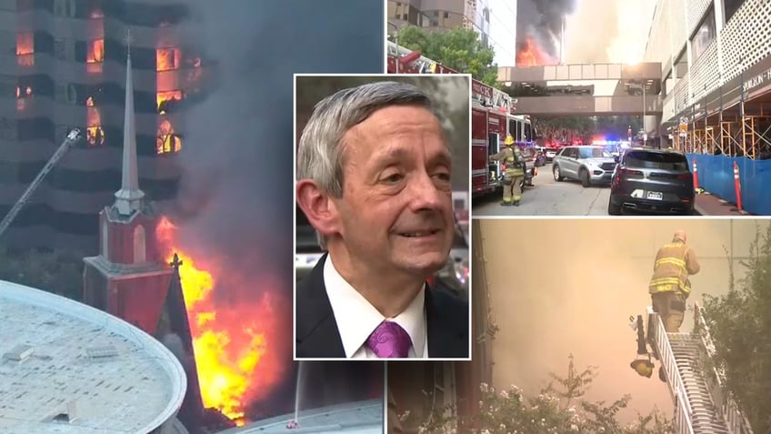 Dr. Robert Jeffresscollage with church fire