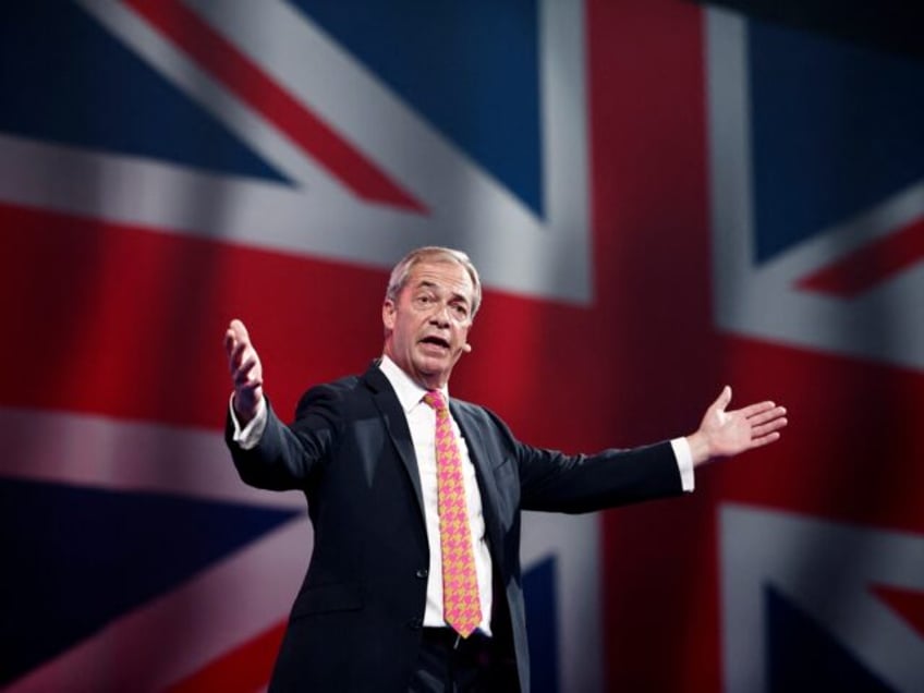 Reform UK party leader Nigel Farage delivers a speech on the opening day of the Reform UK