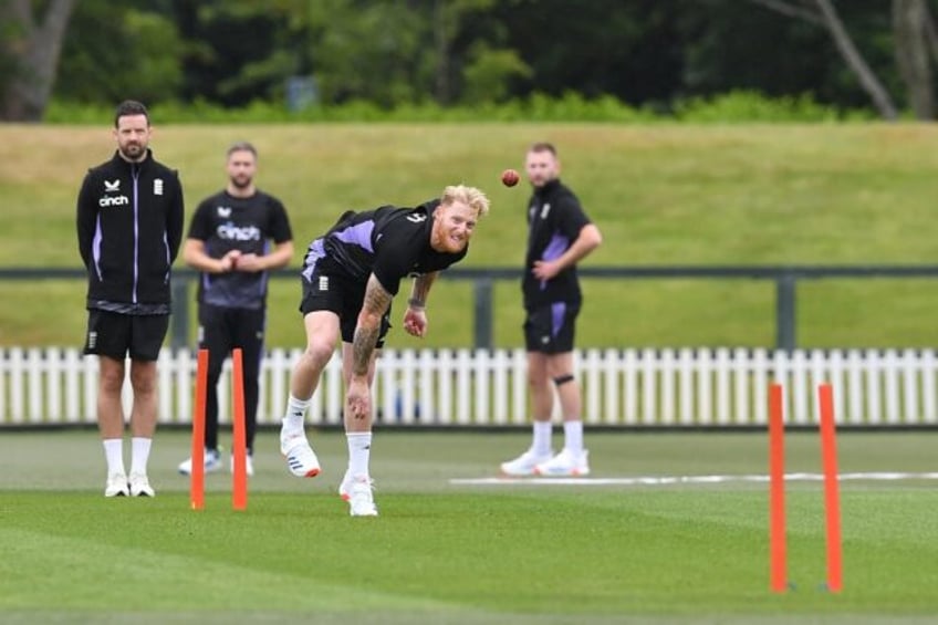 England captain Ben Stokes bowls during training for the first Test at Hagley Oval in Chri