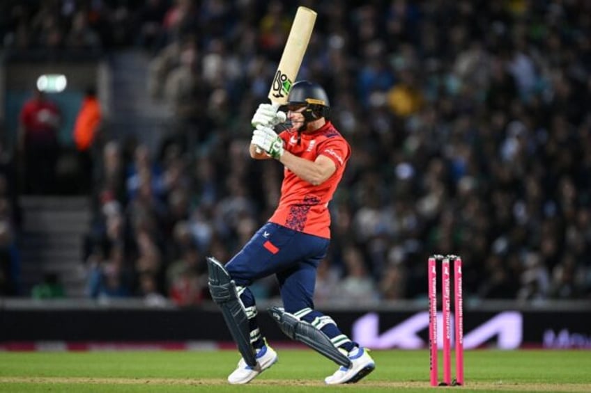 On the attack: England captain Jos Buttler hits out during the 4th T20 against Pakistan at