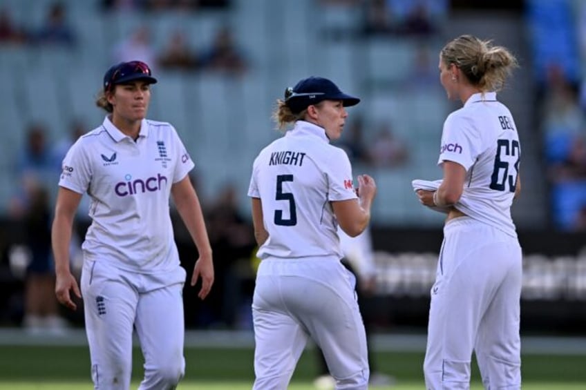 England captain Heather Knight (C) during the women's Ashes against Australia in Melbourne