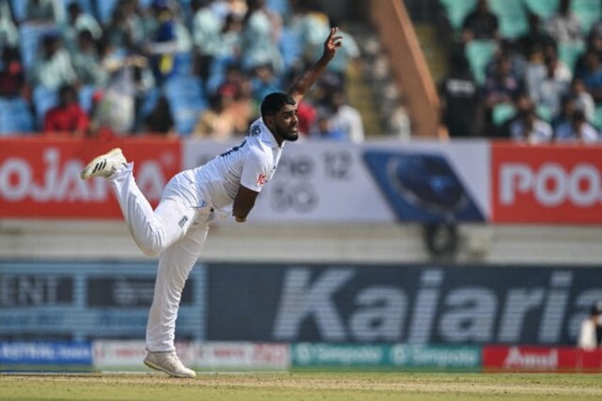 Relaxed over home debut: England leg-spinner Rehan Ahmed pictured bowling in the third Tes