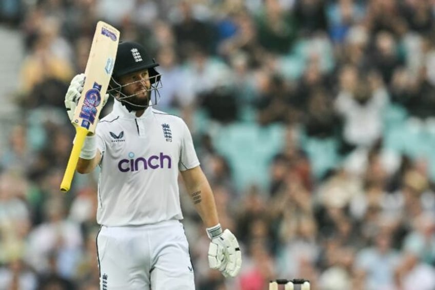 England's Ben Duckett celebrates his half-century in the third Test against Sri Lanka at t