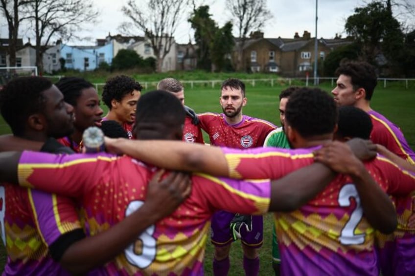 Clapton CFC in east London play in the colours of the International Bridgades in the Spani