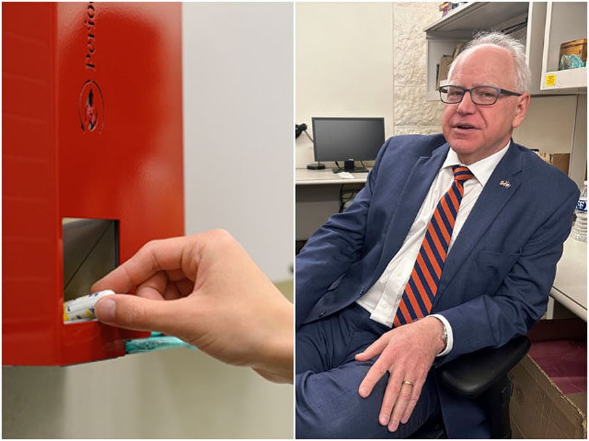 Democratic Minnesota Gov. Tim Walz in the press room at the State Capitol, on March 13, 20