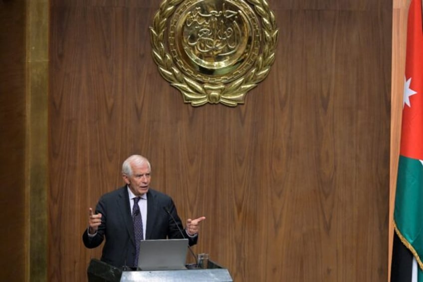 EU foreign policy chief Josep Borrell addresses an Arab League meeting in Cairo