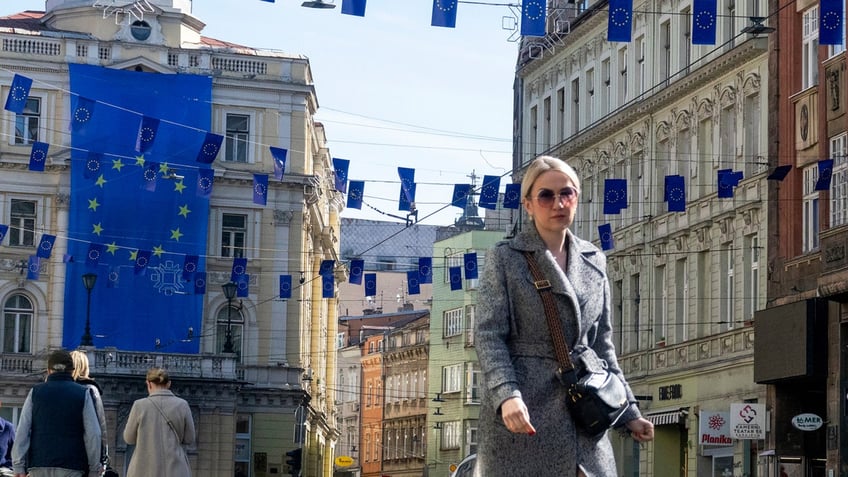 European Union flags in Sarajevo, Bosnia