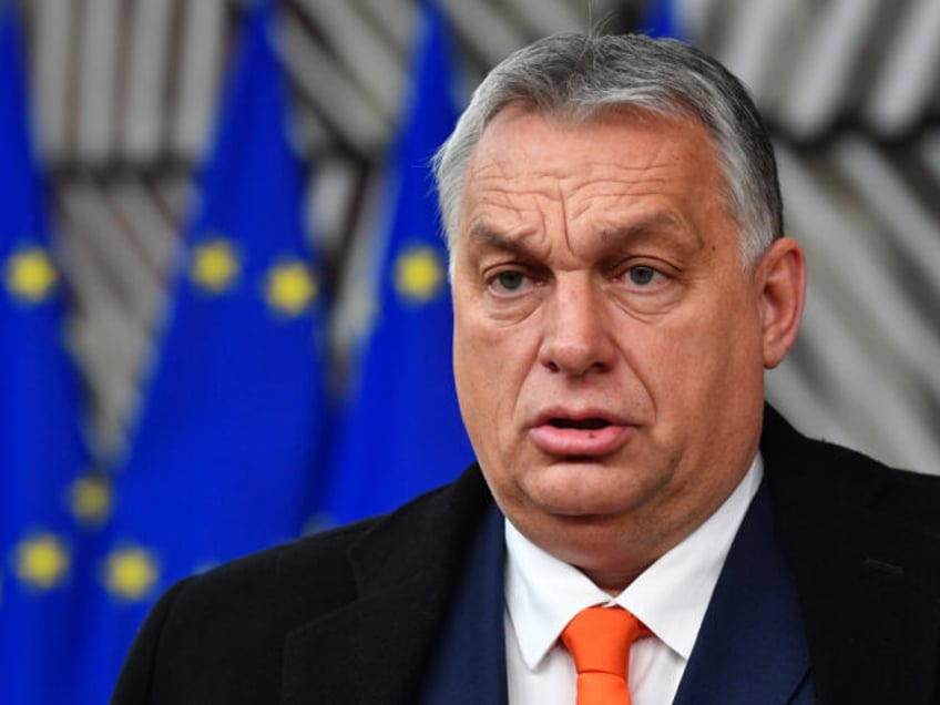 Viktor Orban, Hungary's prime minister, speaks to journalists as he arrives at a European Union (EU) leaders summit in Brussels, Belgium, on Thursday, Dec. 10, 2020. EU leaders will likely approve today a landmark stimulus package, after Germany brokered a compromise with Hungary and Poland to lift their veto over …