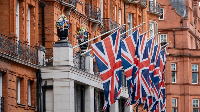 Claridges-Hotel-Union-Flags-In-London