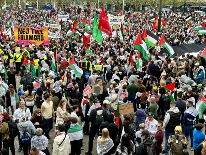 MALMO, SWEDEN - MAY 11: Tens of thousands people take to the streets to protest against Is