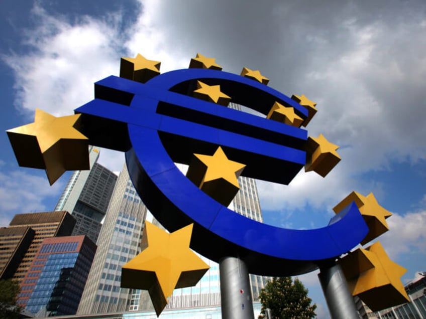 The euro sign sculpture is seen outside the European Central Bank (ECB) headquarters in Frankfurt, Germany, on Sunday, May 9, 2010. The euro strengthened the most in 18 months against the yen, stocks climbed around the world and Greek bonds soared after European policy makers unveiled a $960 billion loan …