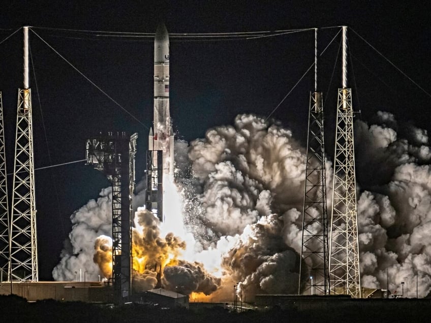 The brand new rocket, United Launch Alliance's (ULA) Vulcan Centaur, lifts off from Space Launch Complex 41d at Cape Canaveral Space Force Station in Cape Canaveral, Florida, on January 8, 2024, for its maiden voyage, carrying Astrobotic's Peregrine Lunar Lander. The mission, called Cert-1, will also carry on board the cremated remains of several people associated with the original "Star Trek" series, including creator Gene Roddenberry and cast member Nichelle Nichols, who portrayed the character Uhura. Roddenberry's ashes have been launched into orbit before. (Photo by CHANDAN KHANNA / AFP)