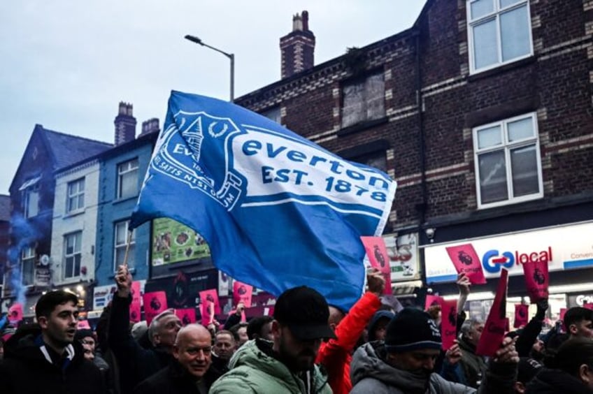 Everton supporters attend a November protest over the club's initial points deduction