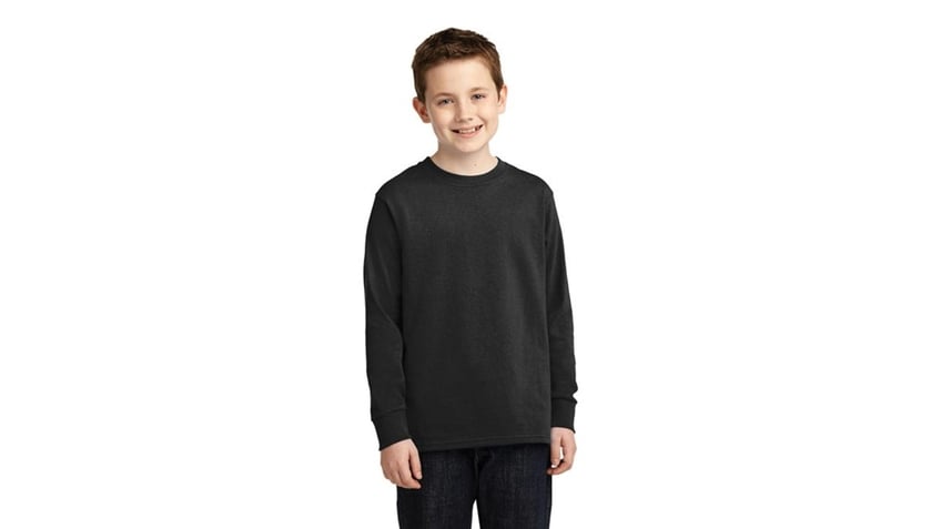 A unisex black long-sleeve shirt makes the ideal base for a witch or wizard costume. 