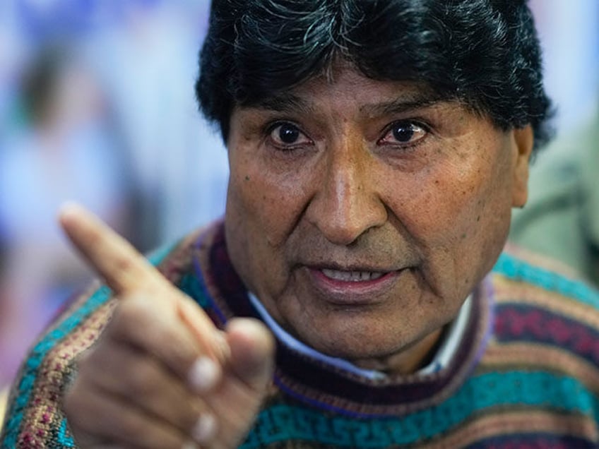 Former President Evo Morales speaks during a press conference in La Paz, Bolivia, Thursday