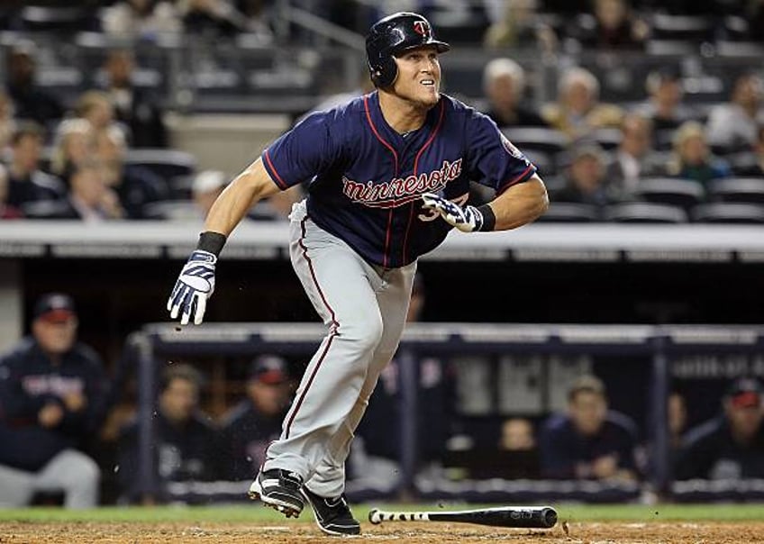 Sean Burroughs of the Minnesota Twins in action against the New York Yankees at Yankee Stadium on April 19, 2012 in the Bronx borough of New York...