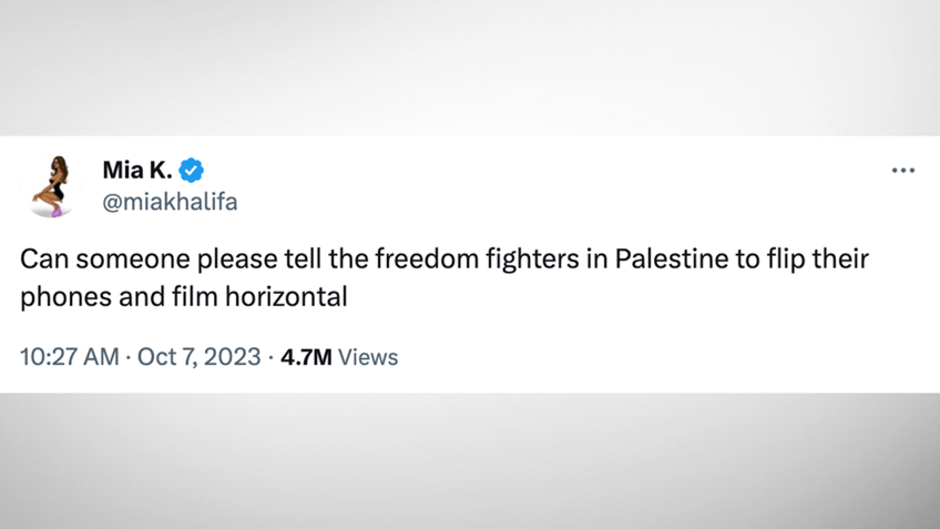 ex porn star mia khalifa expresses support for palestinians refers to terrorists as freedom fighters