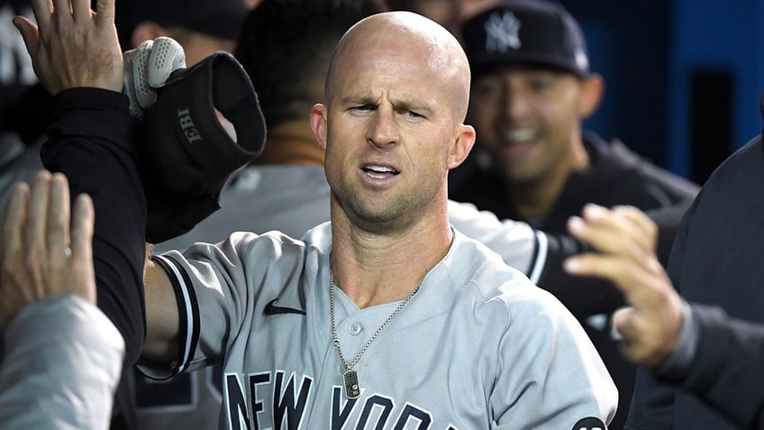 Brett Gardner in the dugout