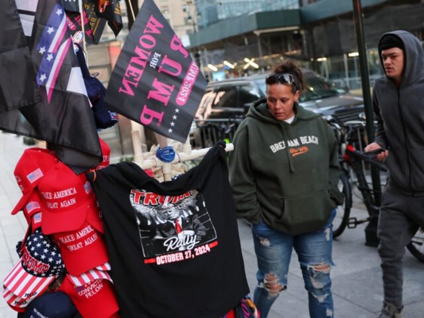 NEW YORK, NEW YORK - OCTOBER 27: A vendor sells Republican presidential nominee, former U.