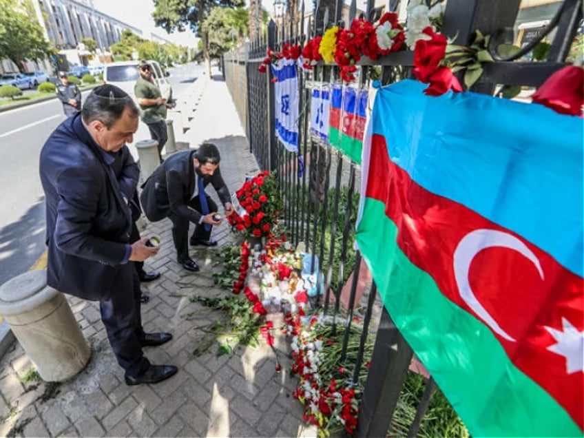 BAKU, AZERBAIJAN - OCTOBER 9: Jewish community visits the Israeli Embassy in Baku in remembrance of the victims in Israel on October 9, 2023 in Baku, Azerbaijan. On October 7, the Palestinian militant group Hamas launched the largest surprise attack from Gaza in a generation, sending thousands of missiles and …