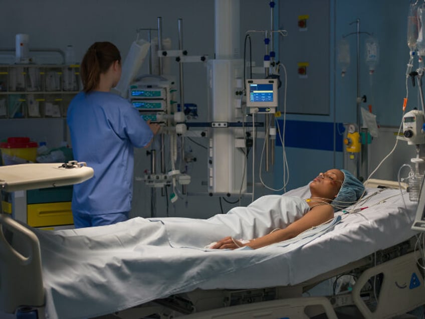 Female patient in ICU