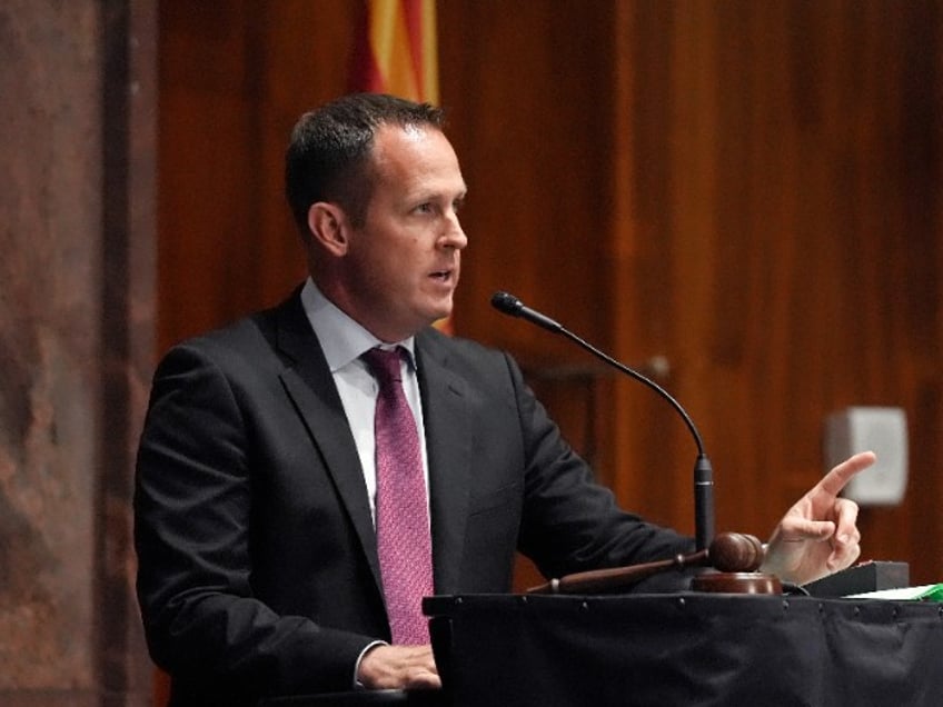 Arizona Speaker Pro Tempore Travis Grantham, R-Gilbert, speaks after the vote tally on the proposed repeal of Arizona's near-total ban on abortions winning approval from the state House Wednesday, April 24, 2024, in Phoenix. (AP Photo/Ross D. Franklin)