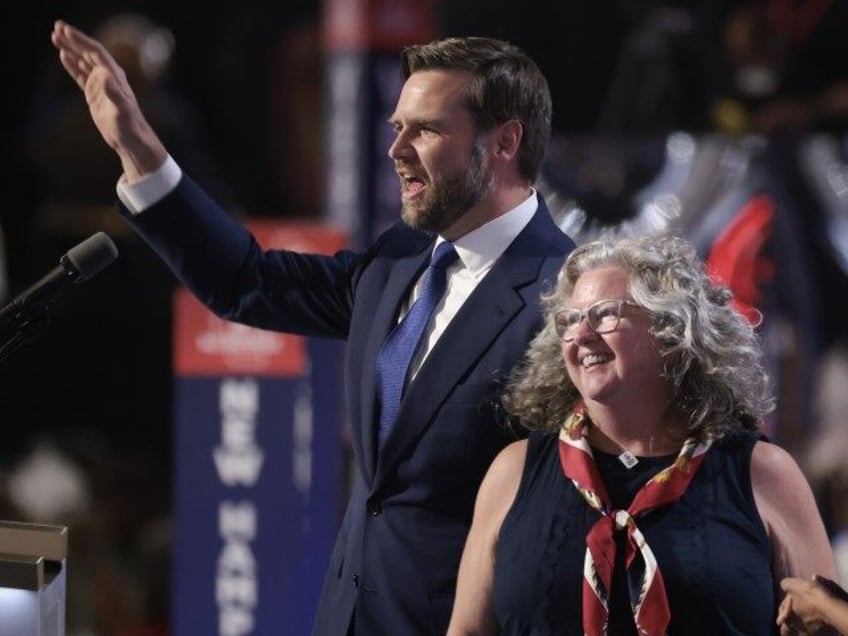 Republican vice presidential candidate, U.S. Sen. J.D. Vance (R-OH) waves on stage on the