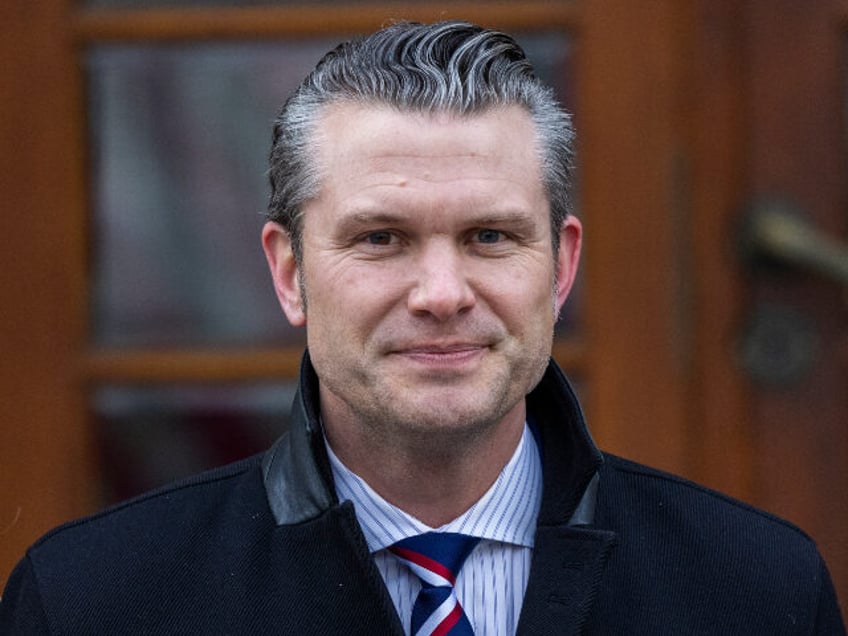 Pete Hegseth, US Secretary of Defence during a welcoming ceremony during a visit to Poland