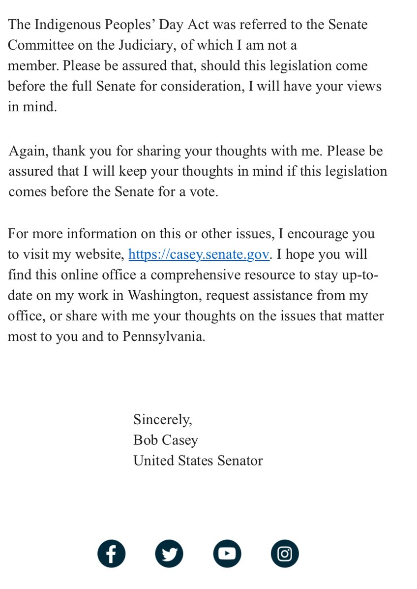 exclusive democrat bob casey expressed openness for ditching columbus day for indigenous peoples day in constituent letter