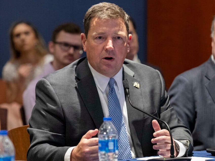 Ed Martin speaks at an event hosted by Rep. Matt Gaetz, R-Fla., at the Capitol in Washingt