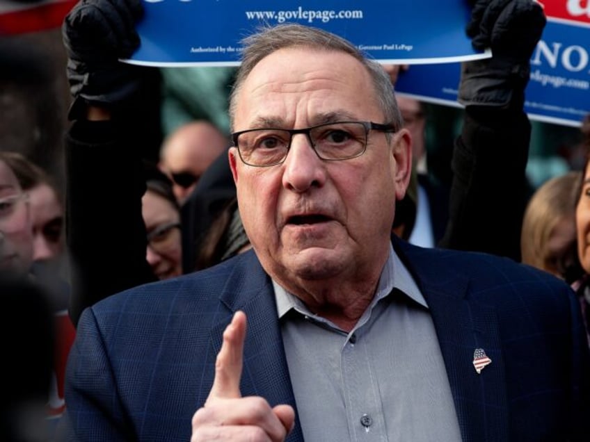 AUGUSTA, ME - FEB 16: Former Gov. Paul LePage speaks to the press after walking to the Sta